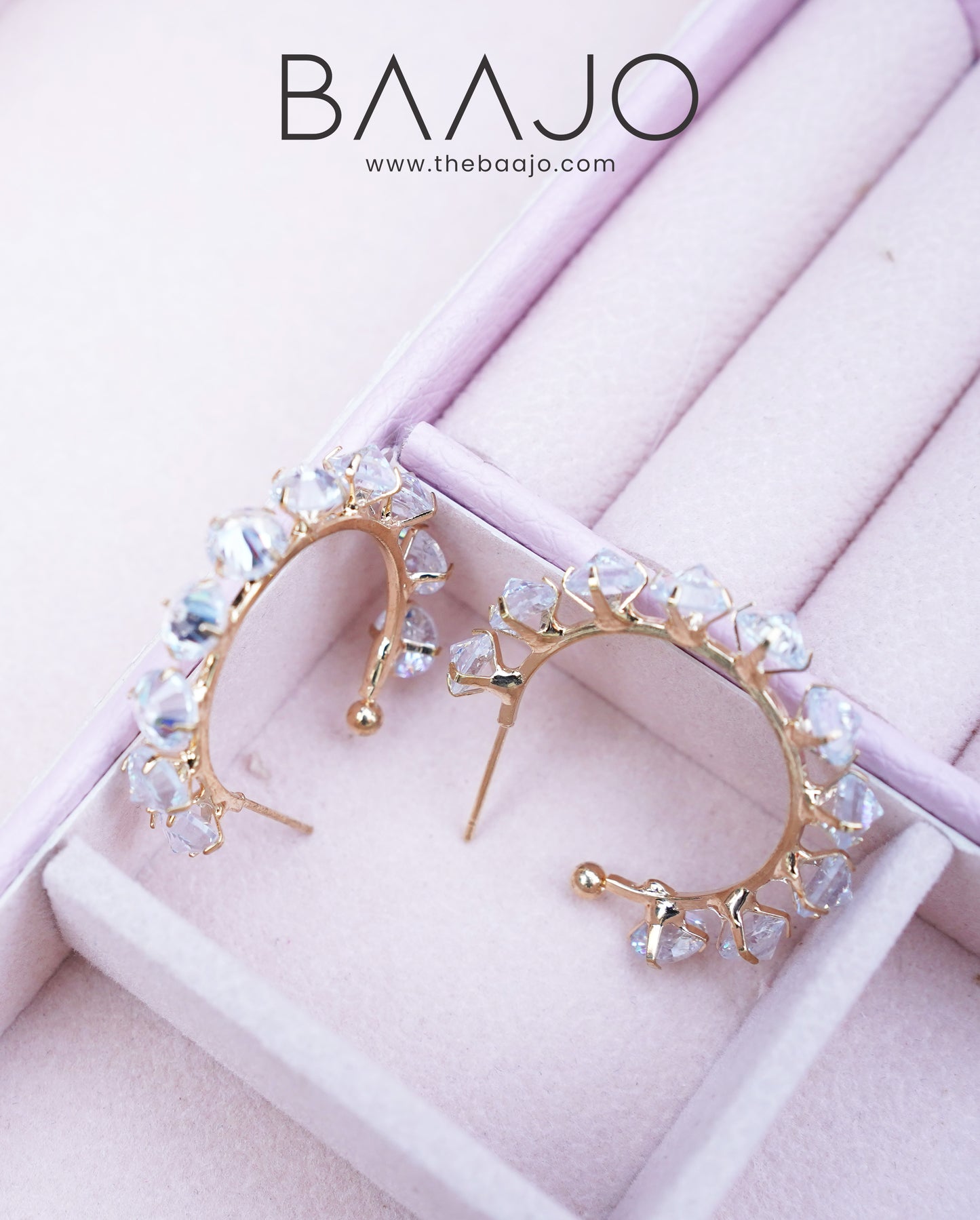 Round Diamondy Hoops - Golden