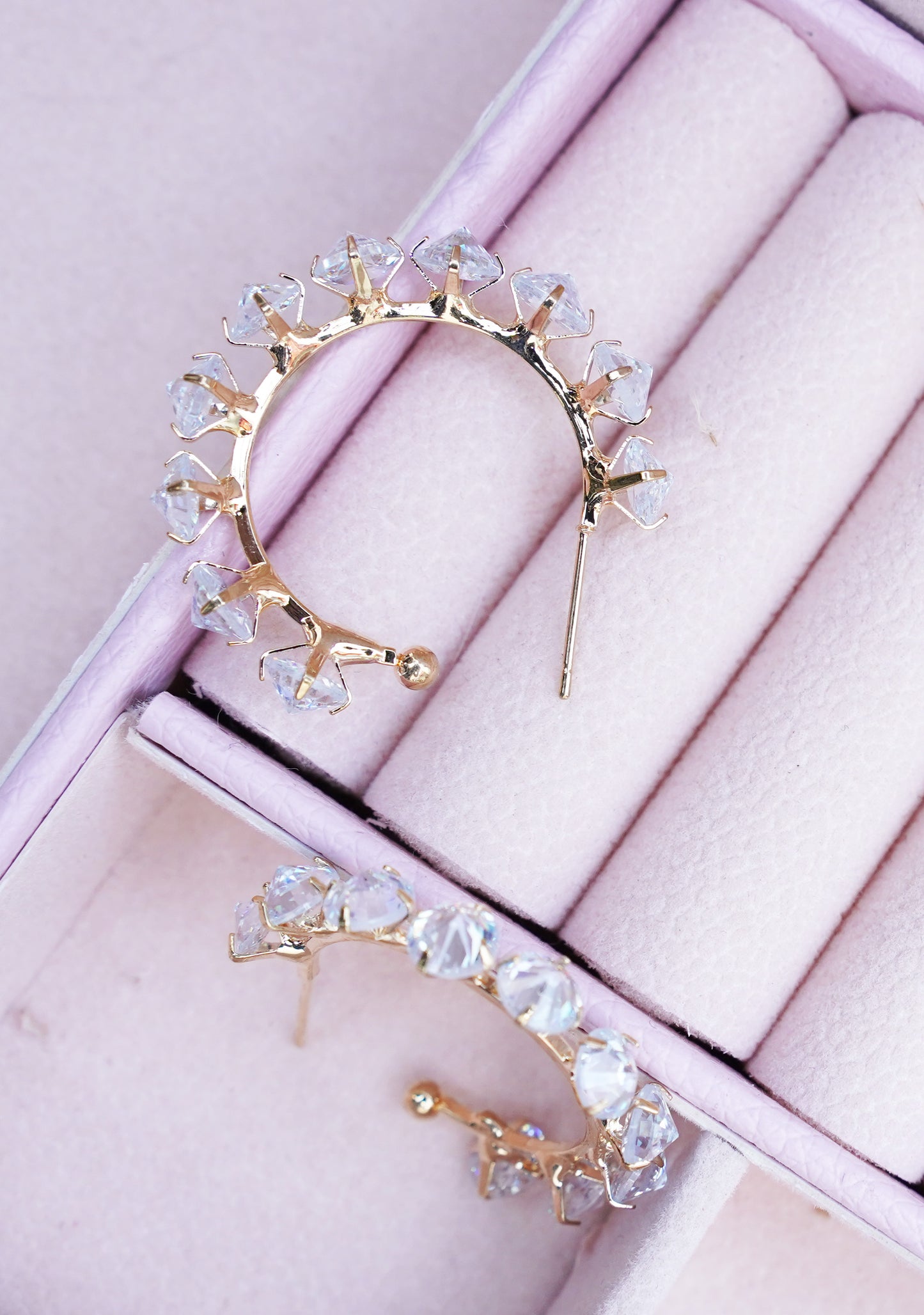 Round Diamondy Hoops - Golden