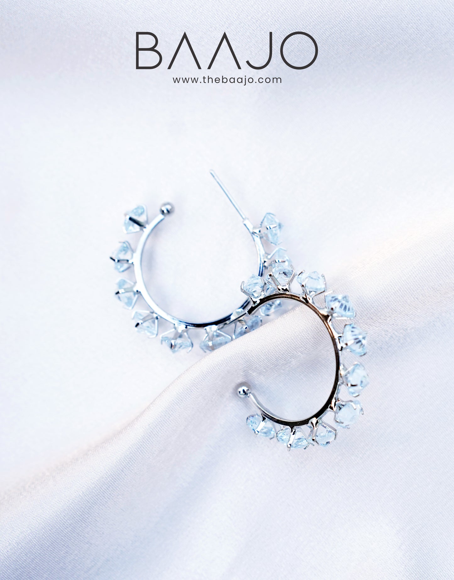 Round Diamondy Hoops - Silver