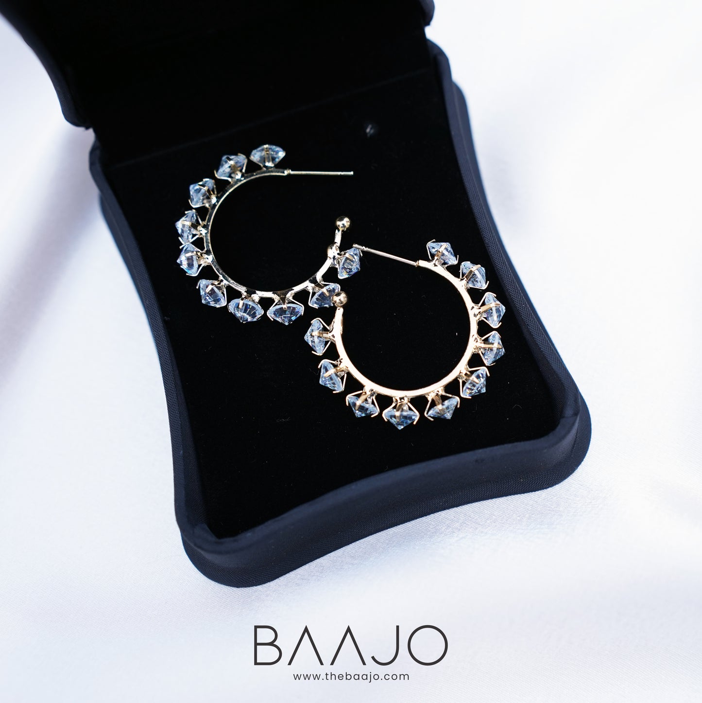 Round Diamondy Hoops - Silver