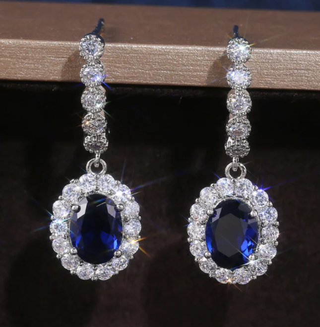 Rich Blue Drop Earrings