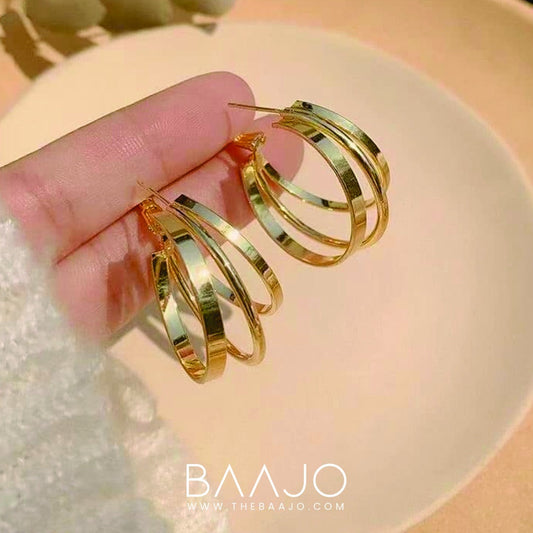 Golden Round Layered Hoops