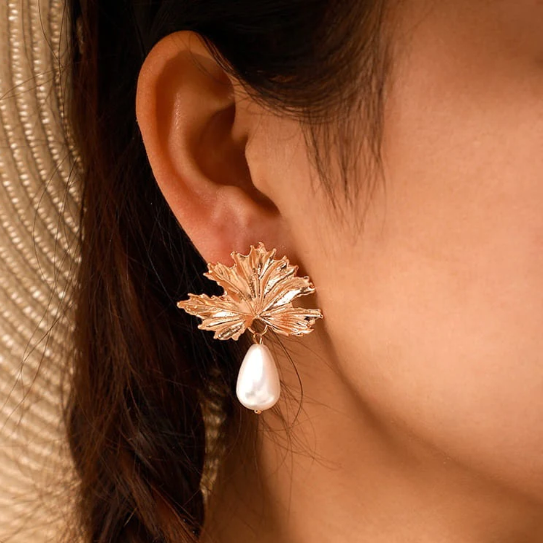 Leaf Pearl Earrings